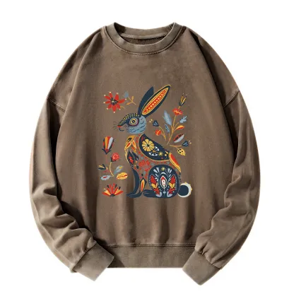 Tokyo-Tiger Folk Hare Bloom Washed Sweatshirt