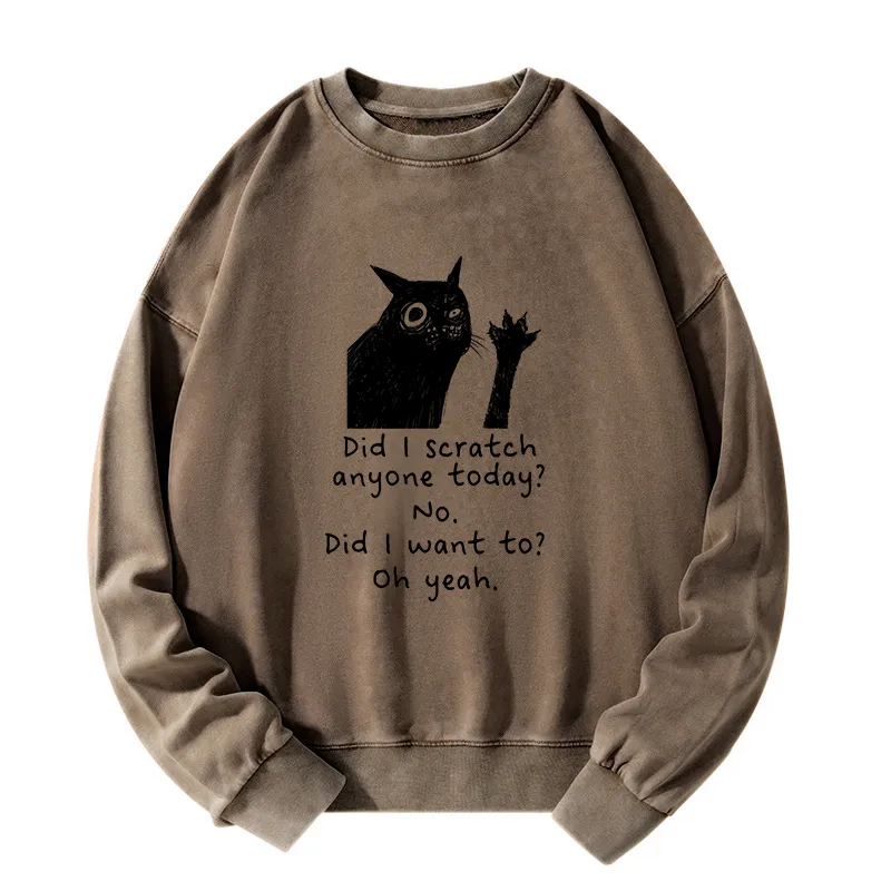 Tokyo-Tiger Black Cat Scratches People Washed Sweatshirt