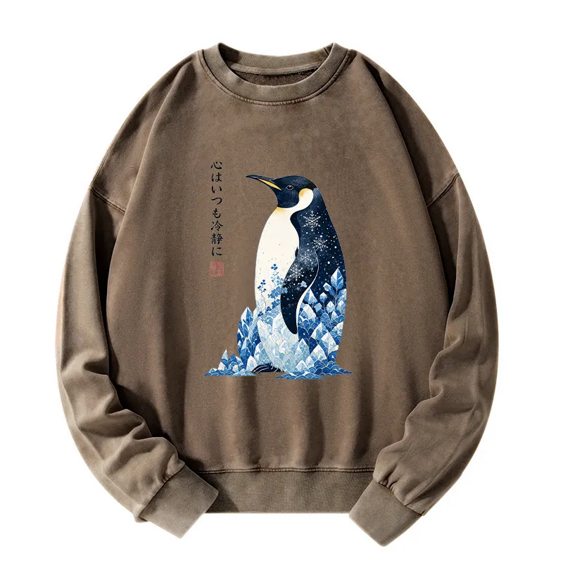 Tokyo-Tiger Keep Calm Penguin Washed Sweatshirt