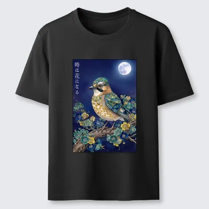 Tokyo-Tiger Moon Bird Floral Retro Art Classic T-Shirt
