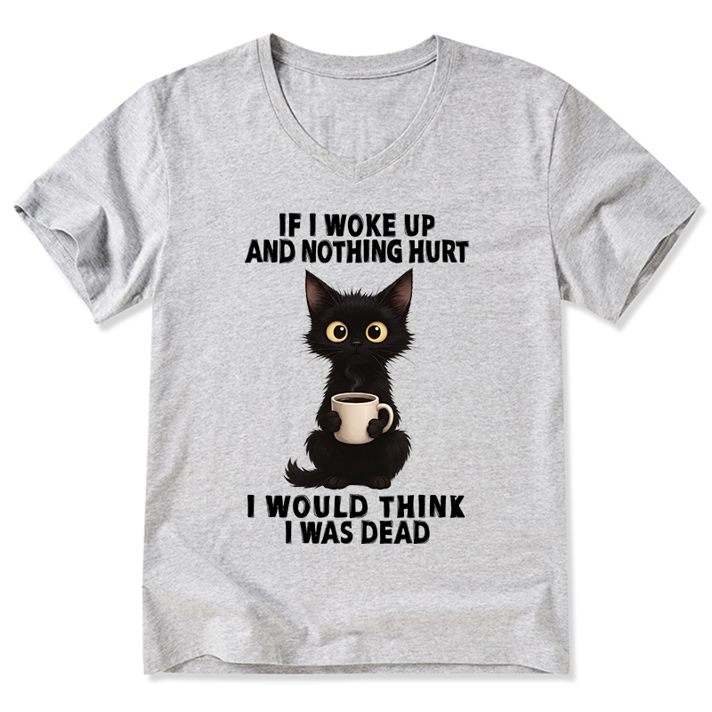Tokyo-Tiger Funny Cute Black Cat And Coffee Meme V-Neck Classic T-Shirt