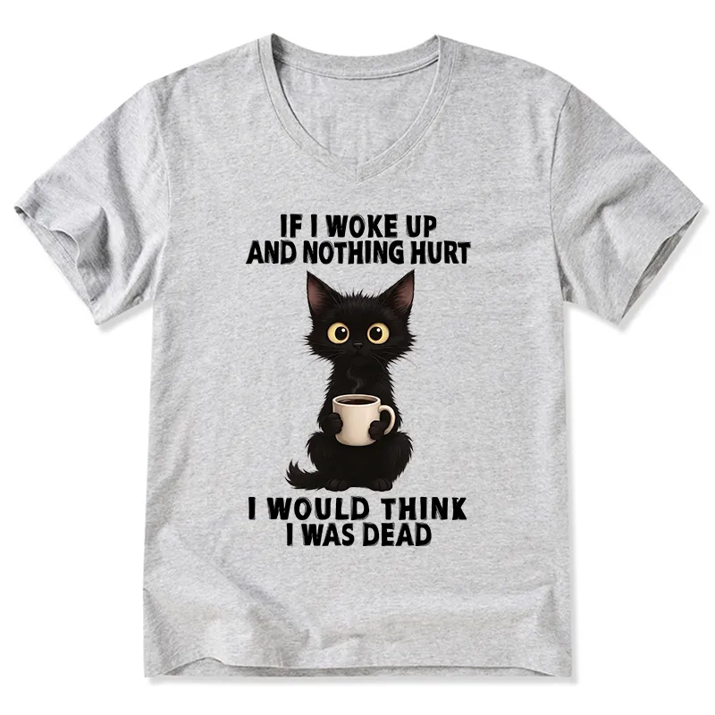 Tokyo-Tiger Funny Cute Black Cat And Coffee Meme V-Neck Classic T-Shirt