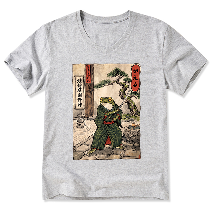 Tokyo-Tiger Samurai Frog Training V-Neck Classic T-Shirt
