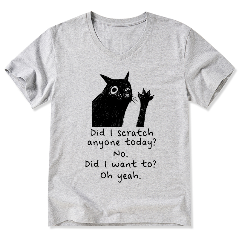 Tokyo-Tiger Black Cat Scratches People V-Neck Classic T-Shirt
