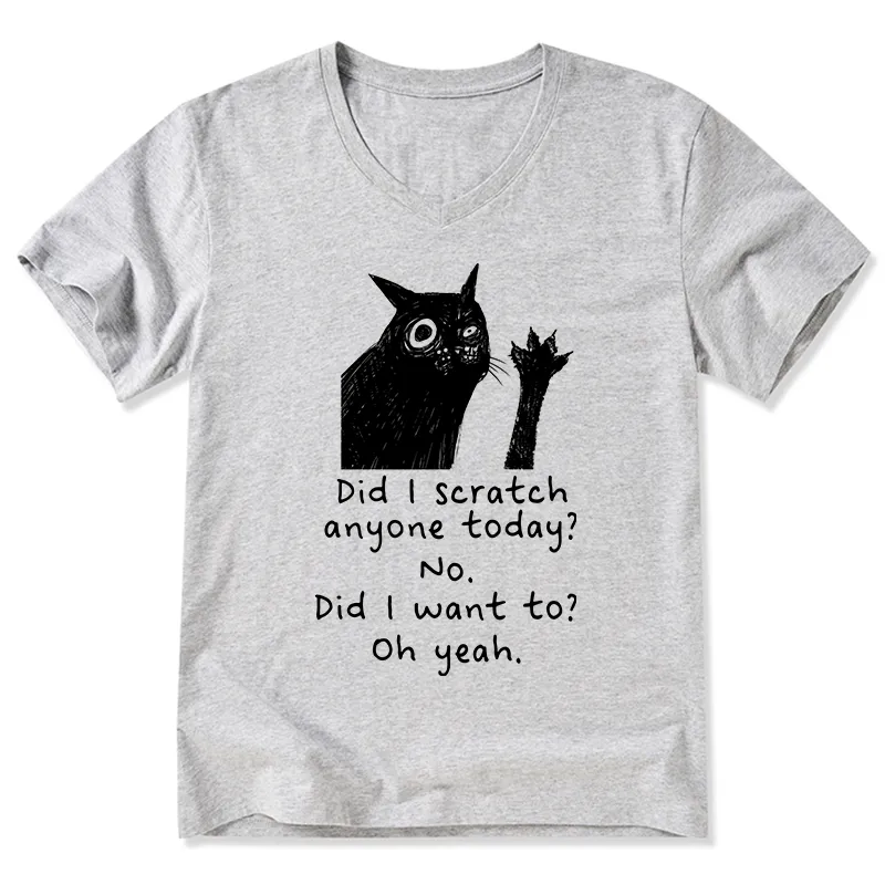 Tokyo-Tiger Black Cat Scratches People V-Neck Classic T-Shirt