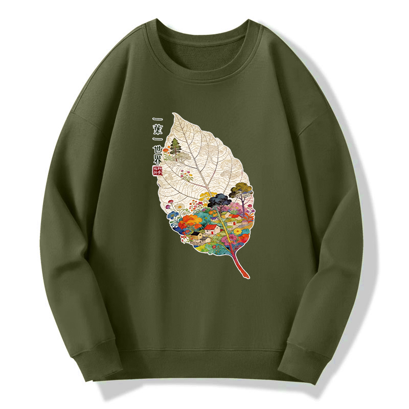 Tokyo-Tiger One Leaf Holds A Tiny Colorful World Classic Sweatshirt