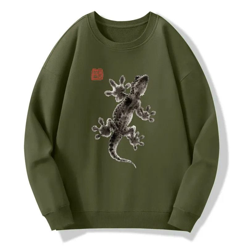Tokyo-Tiger Minimal Asian Ink Brush Gecko Vibe Classic Sweatshirt