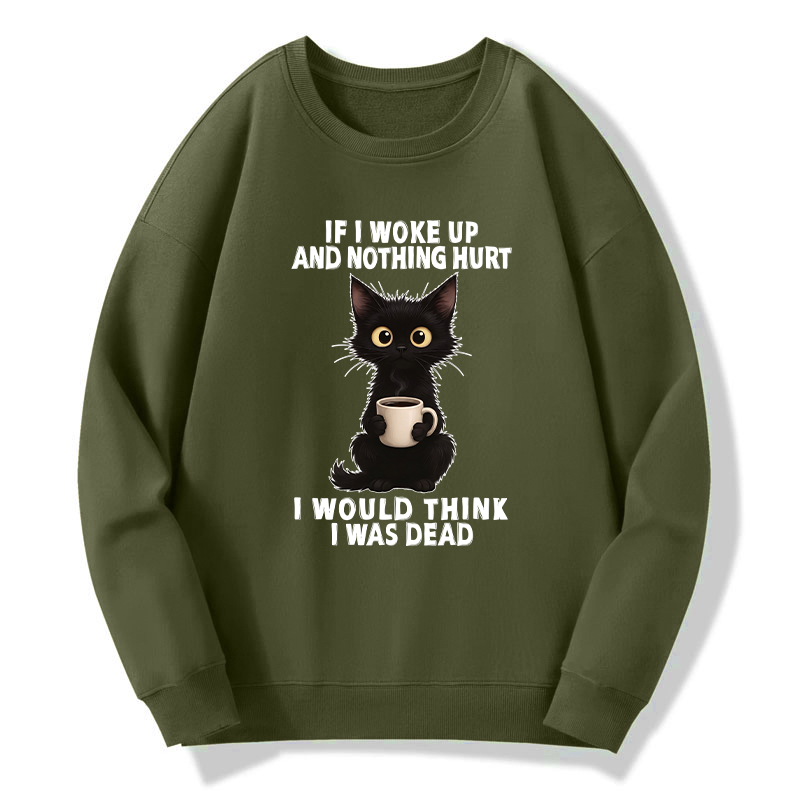 Tokyo-Tiger Funny Cute Black Cat And Coffee Meme Classic Sweatshirt