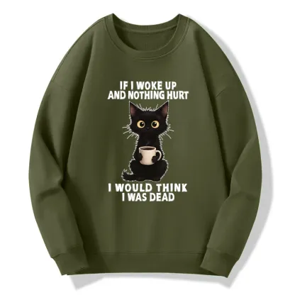 Tokyo-Tiger Funny Cute Black Cat And Coffee Meme Classic Sweatshirt