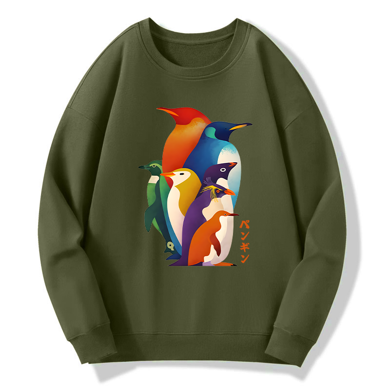 Tokyo-Tiger Cute Multi Tone Penguins Classic Sweatshirt