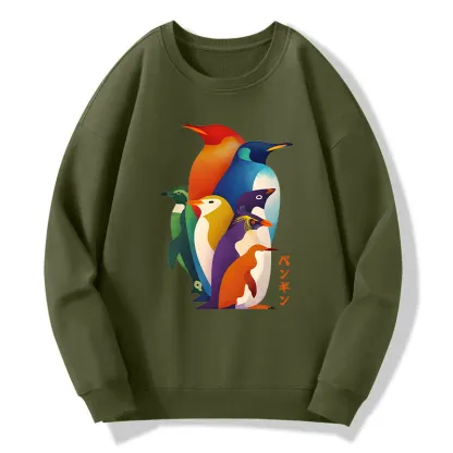 Tokyo-Tiger Cute Multi Tone Penguins Classic Sweatshirt