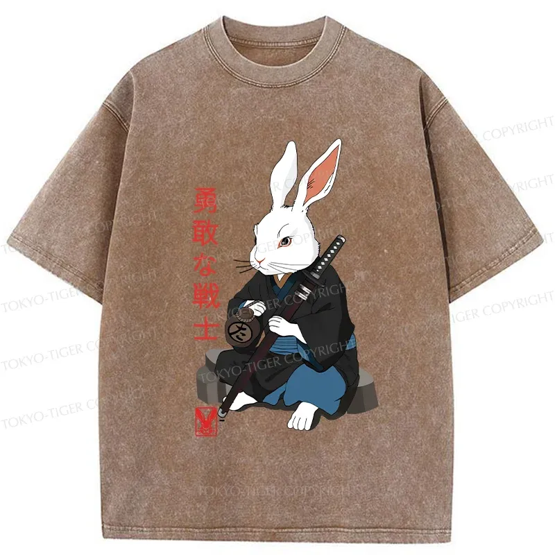 Tokyo-Tiger Rabbit Samurai Washed T-Shirt