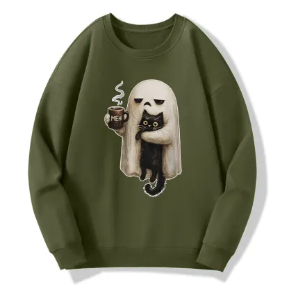 Tokyo-Tiger Ghost Cat Coffee Mood Classic Sweatshirt
