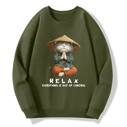 Tokyo-Tiger Zen Relax Cat Graphic Classic Sweatshirt