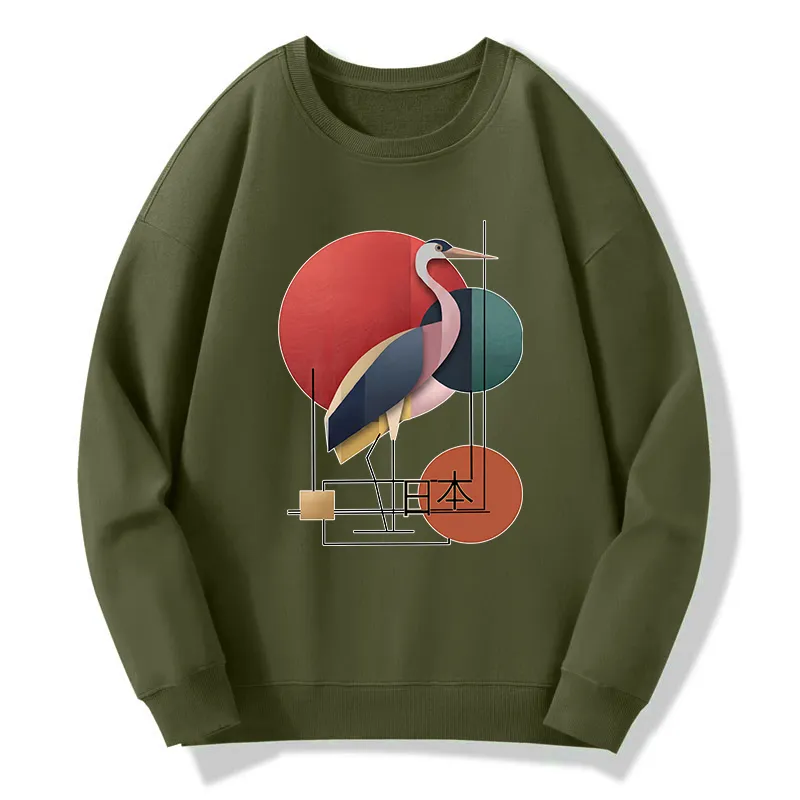 Tokyo-Tiger Geometric Crane Art Classic Sweatshirt