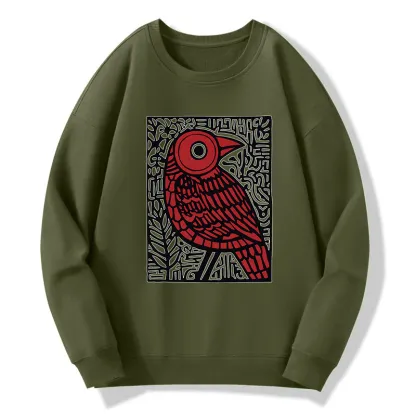 Tokyo-Tiger Retro Woodblock Bird Classic Sweatshirt
