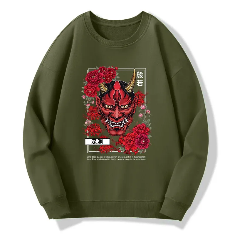 Tokyo-Tiger Cool Oni Floral Art Classic Sweatshirt