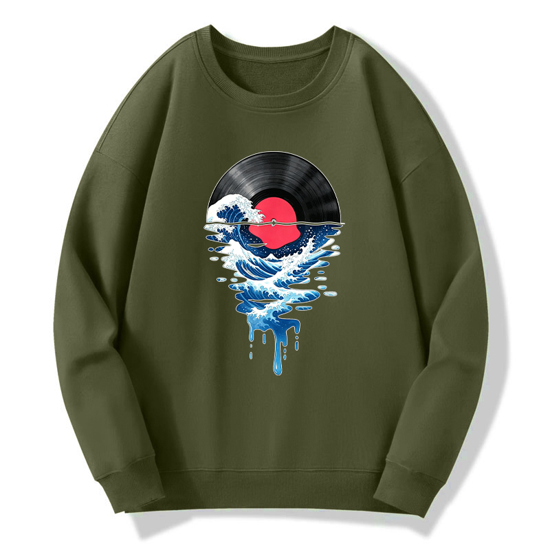 Tokyo-Tiger Vinyl Records And Waves Classic Sweatshirt
