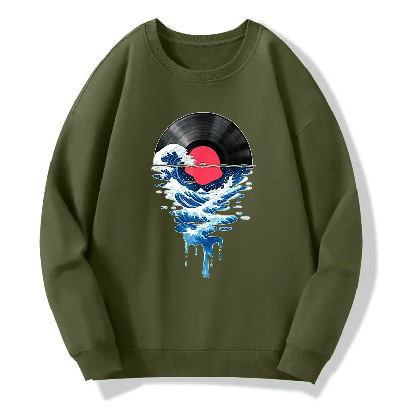 Tokyo-Tiger Vinyl Records And Waves Classic Sweatshirt