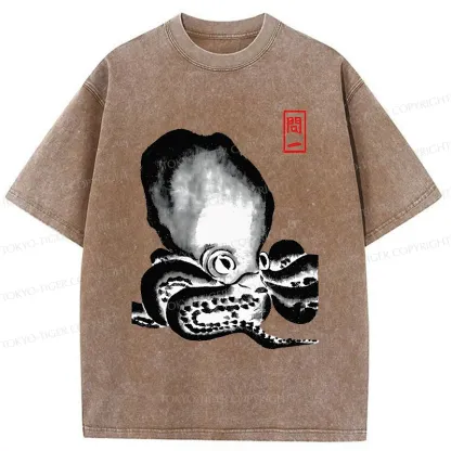 Tokyo-Tiger Retro Octopus Washed T-Shirt