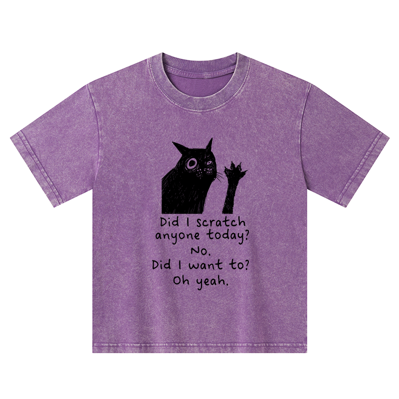 Tokyo-Tiger Black Cat Scratches People Kids Washed T-Shirt