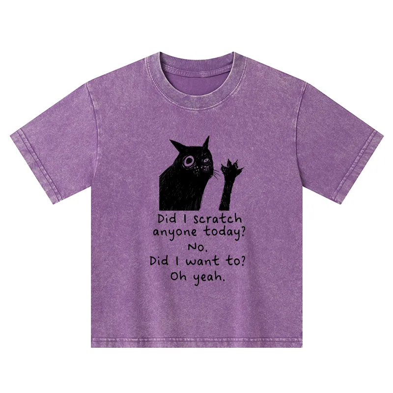 Tokyo-Tiger Black Cat Scratches People Kids Washed T-Shirt