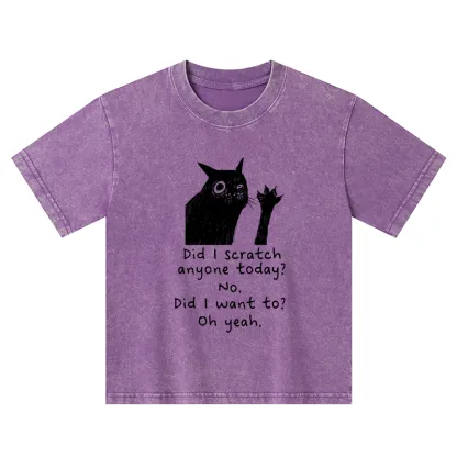 Tokyo-Tiger Black Cat Scratches People Kids Washed T-Shirt