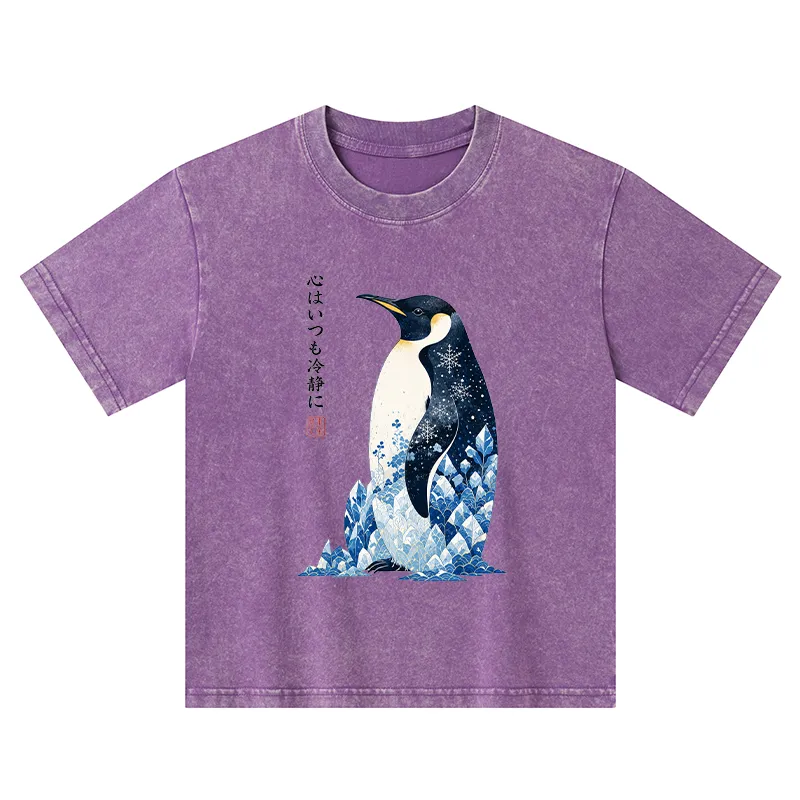 Tokyo-Tiger Keep Calm Penguin Kids Washed T-Shirt
