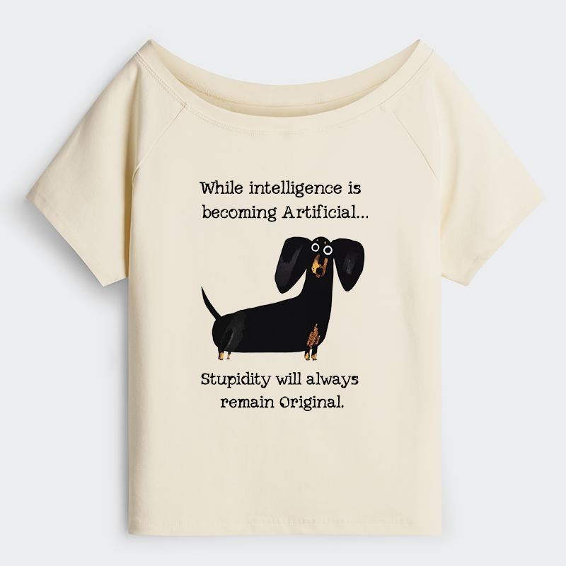 Tokyo-Tiger Dachshund Real Humor Funny Meme Off Shoulder T-Shirt
