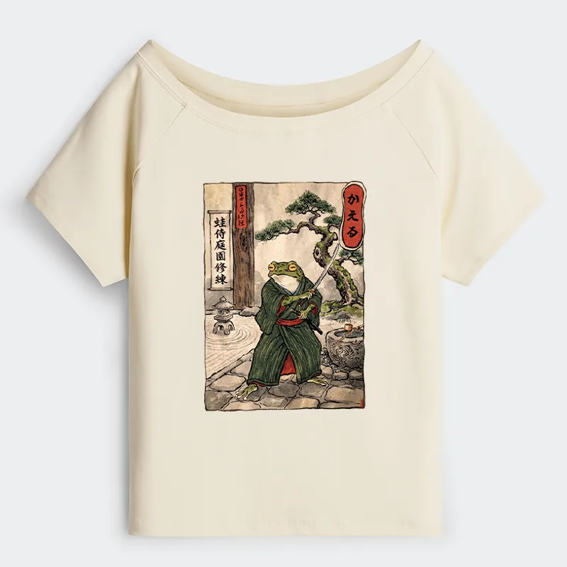 Tokyo-Tiger Samurai Frog Training Off Shoulder T-Shirt