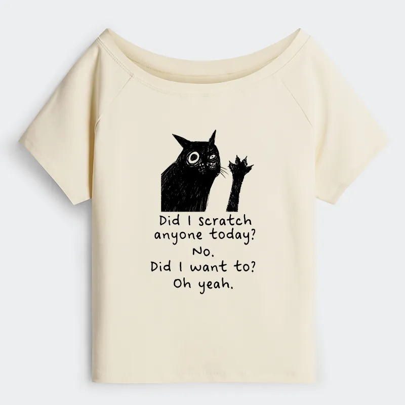 Tokyo-Tiger Black Cat Scratches People Off Shoulder T-Shirt