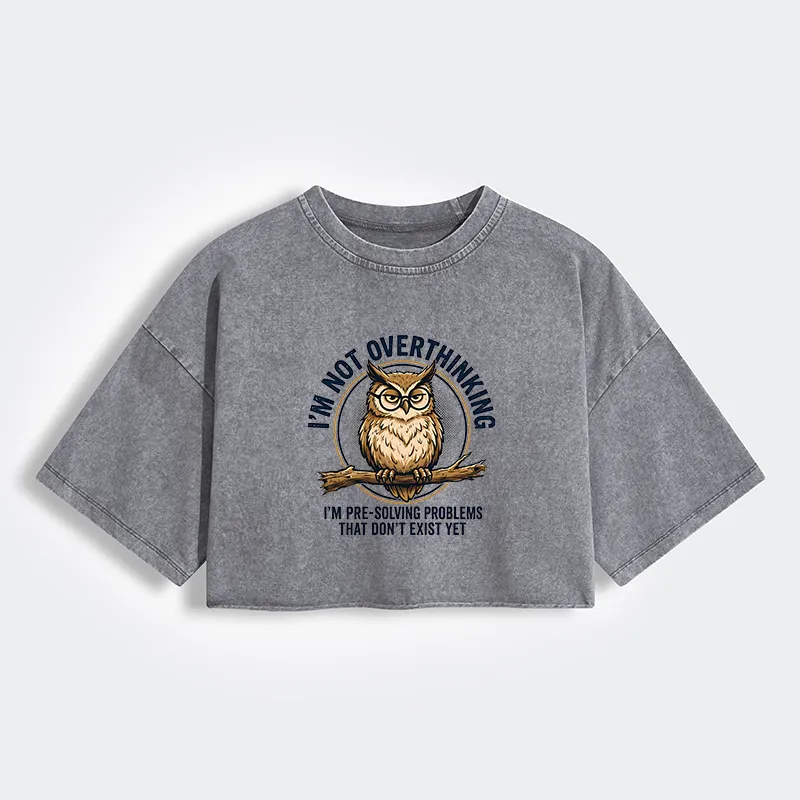 Tokyo-Tiger Overthink Master Owl Women's Washed Crop T-Shirt Sale