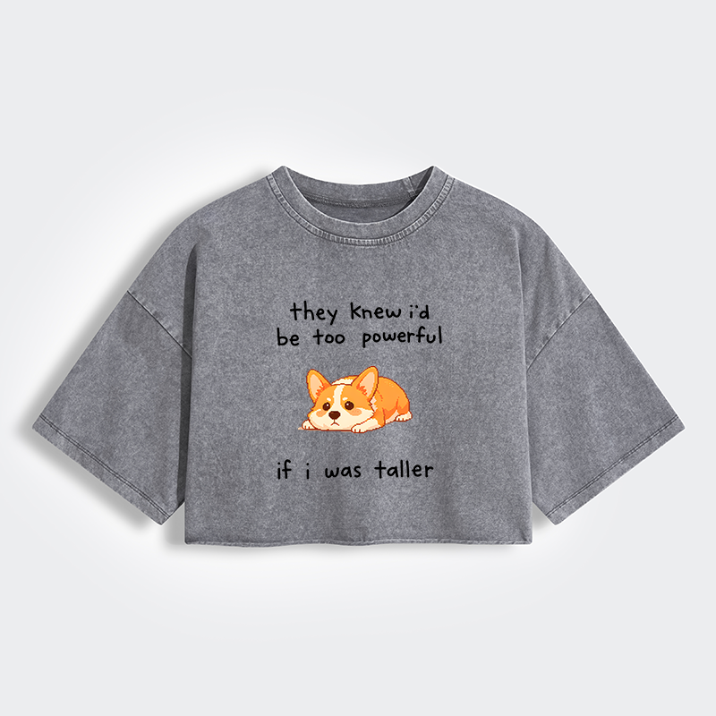 Tokyo-Tiger Funny Short Dog Joke Women's Washed Crop T-Shirt