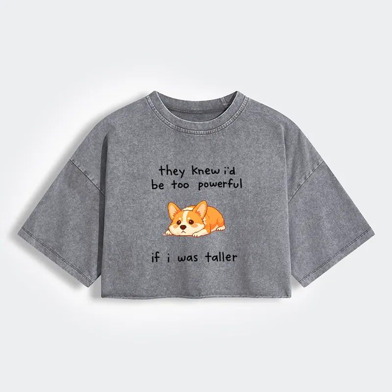 Tokyo-Tiger Funny Short Dog Joke Women's Washed Crop T-Shirt