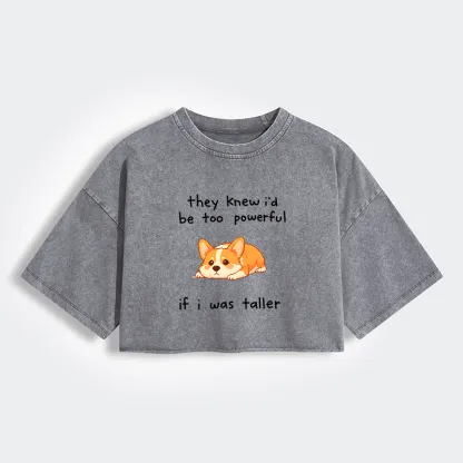 Tokyo-Tiger Funny Short Dog Joke Women's Washed Crop T-Shirt