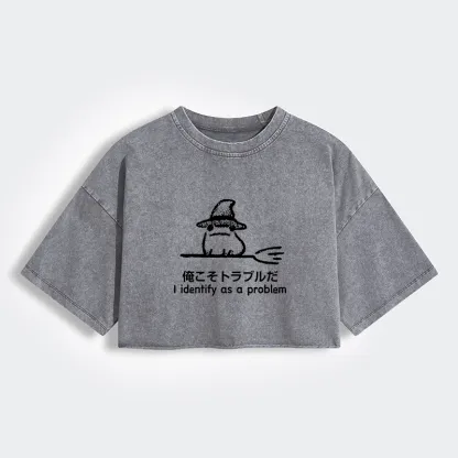 Tokyo-Tiger Mischief Magic Dude Women's Washed Crop T-Shirt