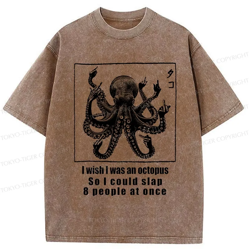 Tokyo-Tiger I Wish I Was An Octopus Washed T-Shirt