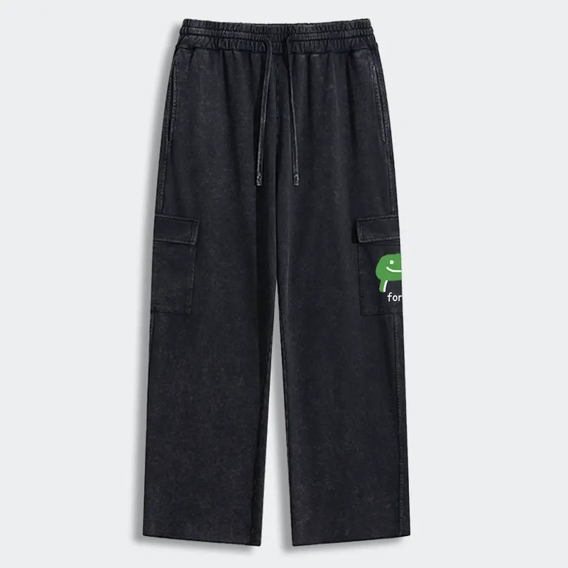 Tokyo-Tiger Smiling Forg Washed Utility Sweatpants