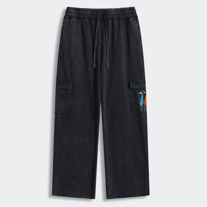 Tokyo-Tiger Bold Shape Birds Washed Utility Sweatpants