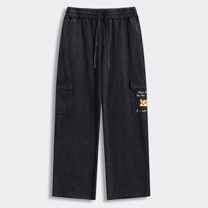 Tokyo-Tiger Funny Short Dog Joke Washed Utility Sweatpants Sale