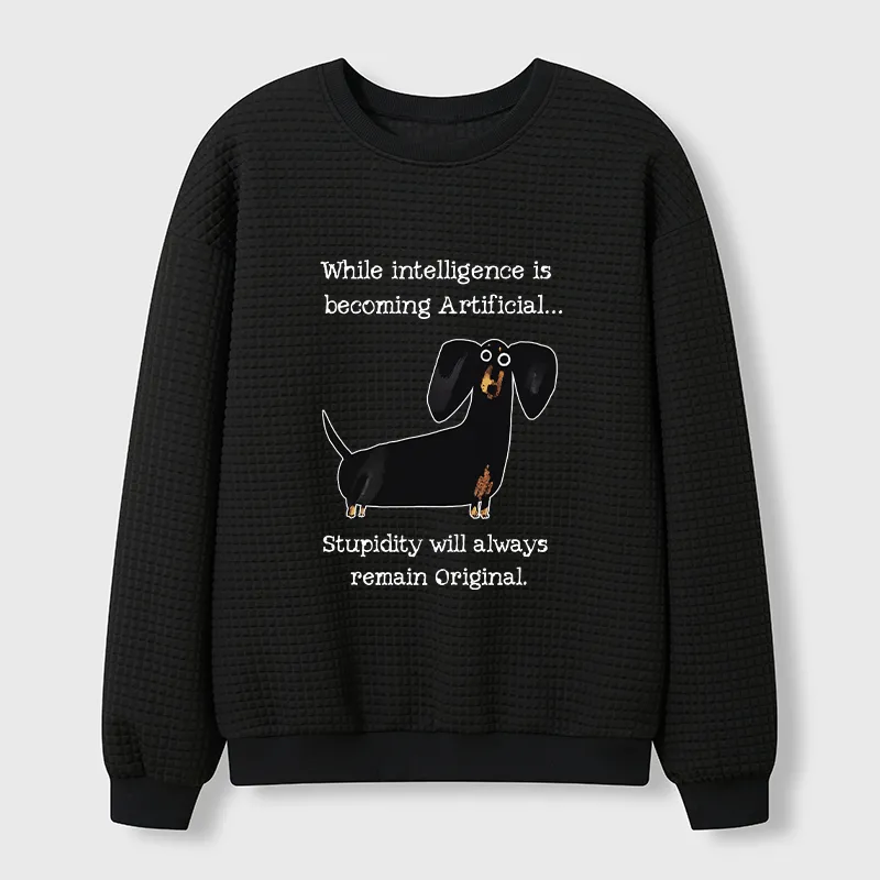 Tokyo-Tiger Dachshund Real Humor Funny Meme Waffle Sweatshirt