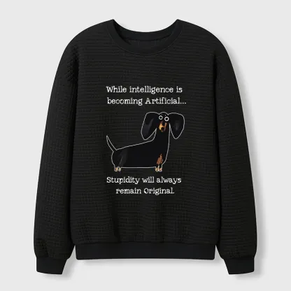 Tokyo-Tiger Dachshund Real Humor Funny Meme Waffle Sweatshirt