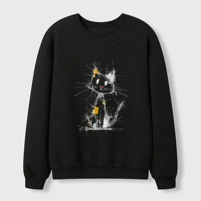Tokyo-Tiger Minimal Splash Ink Cute Cat Waffle Sweatshirt