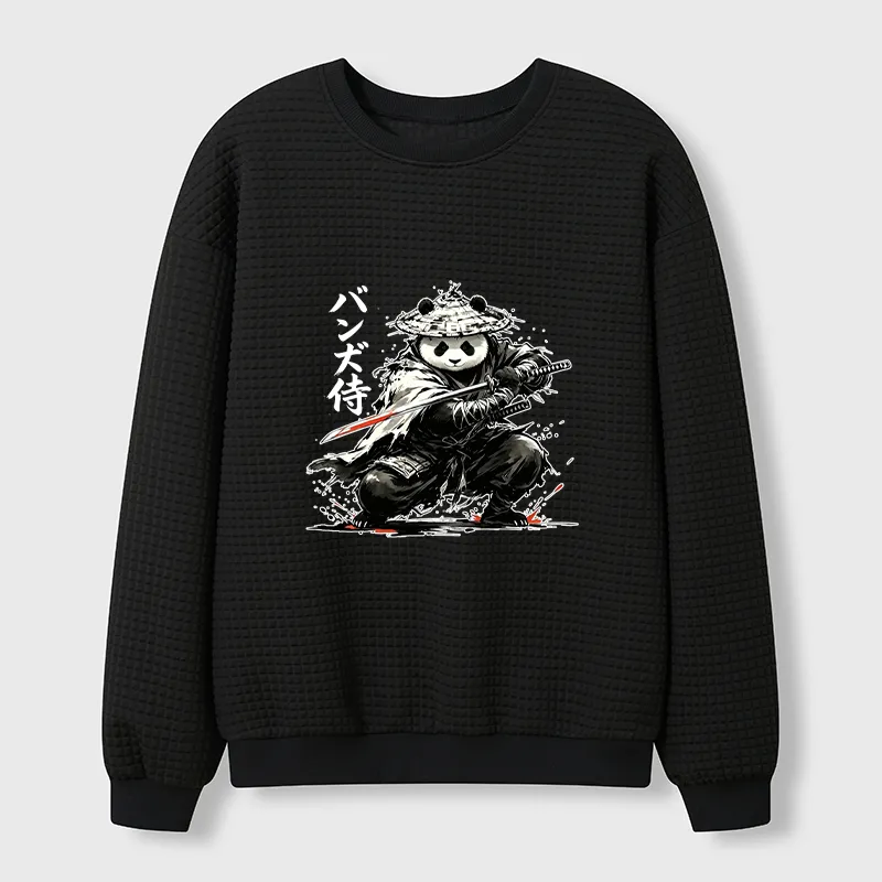 Tokyo-Tiger Panda Samurai Warrior Waffle Sweatshirt