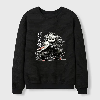Tokyo-Tiger Panda Samurai Warrior Waffle Sweatshirt