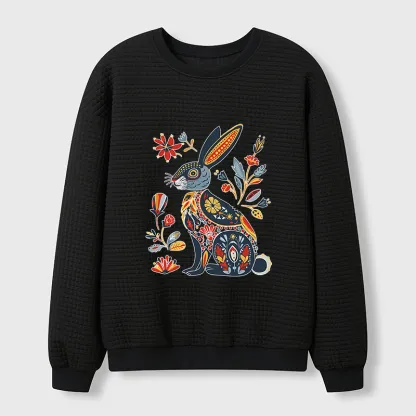 Tokyo-Tiger Folk Hare Bloom Waffle Sweatshirt