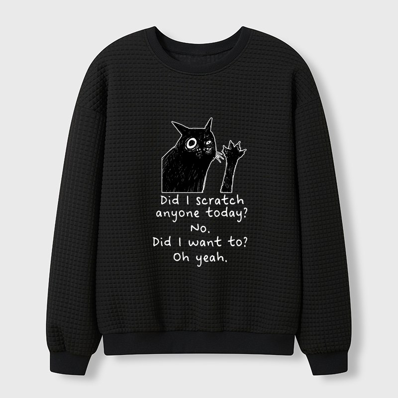 Tokyo-Tiger Black Cat Scratches People Waffle Sweatshirt