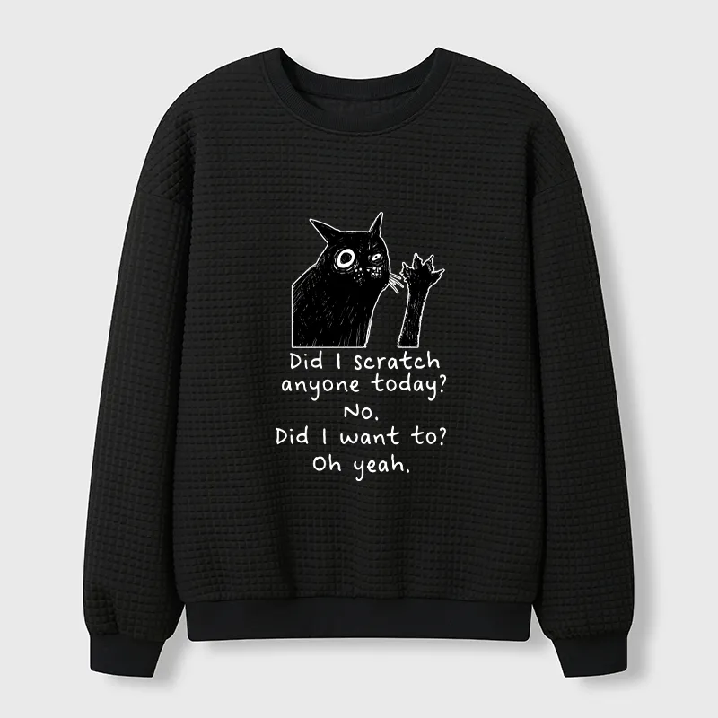 Tokyo-Tiger Black Cat Scratches People Waffle Sweatshirt