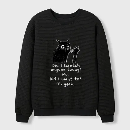 Tokyo-Tiger Black Cat Scratches People Waffle Sweatshirt