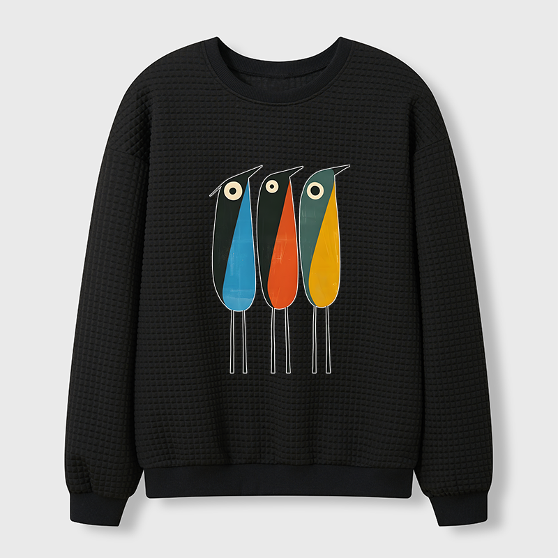 Tokyo-Tiger Bold Shape Birds Waffle Sweatshirt